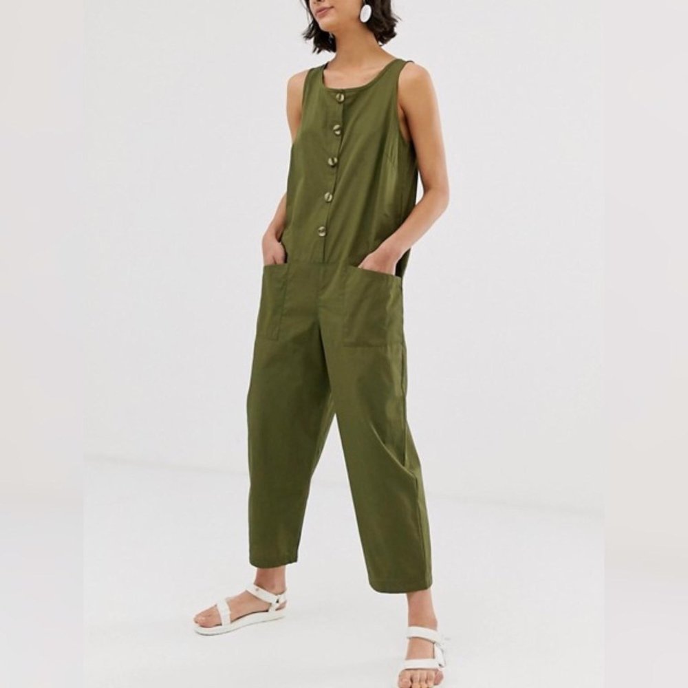 Olive Green Sleeveless Jumpsuit